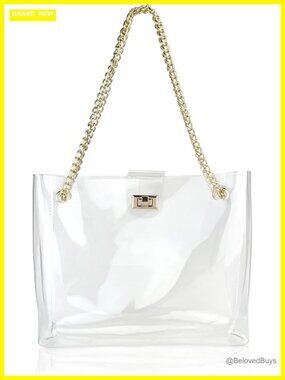 Clear PVC Chain Tote with Turn Lock Shoulder Handbag